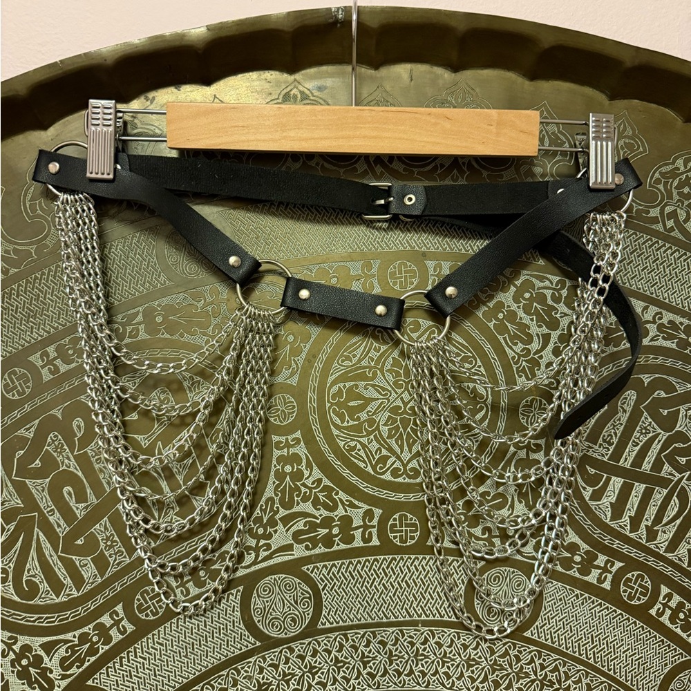 Silver and Black Chain Belt